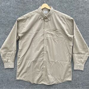 L.L. Bean Button Down Shirt Mens XL (17.5/36) Tan Beige Long Sleeve Cotton EXC